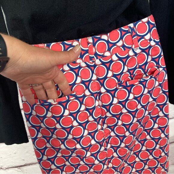 Van Heusen Pencil Skirt Size 6 Pink & Blue Circles Tailored Stretch Geometric - Picture 4 of 15